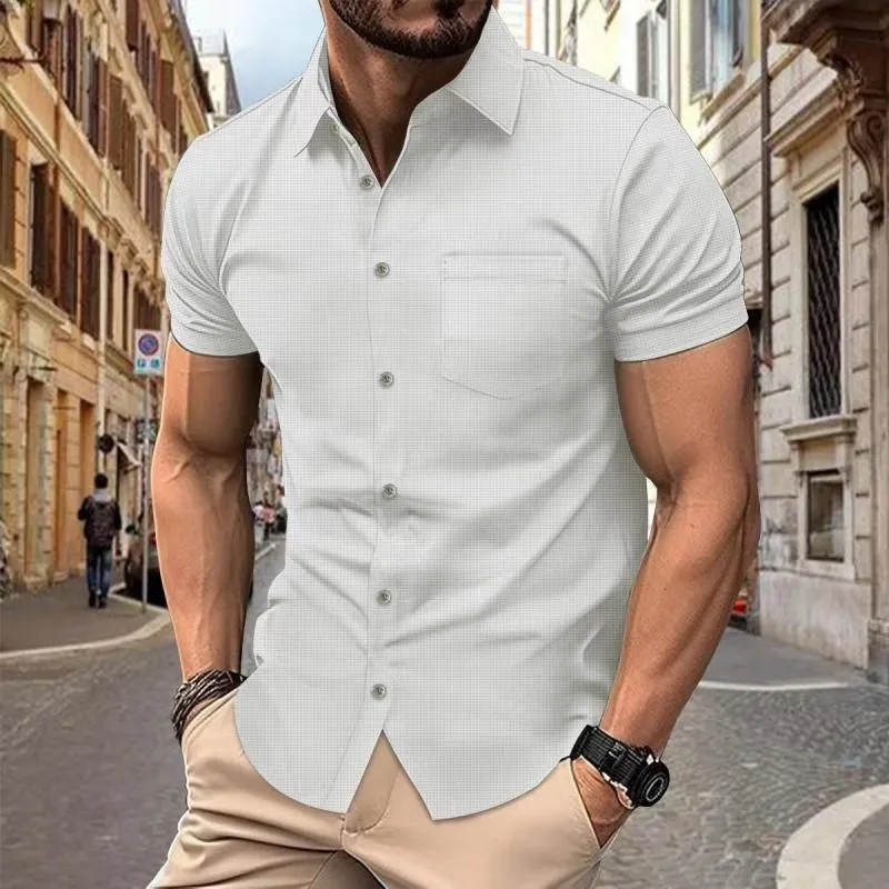 Men's Waffle Solid Chest Pocket Short Sleeve Shirt 48198522Y sold by Manly product image thumbnail 2