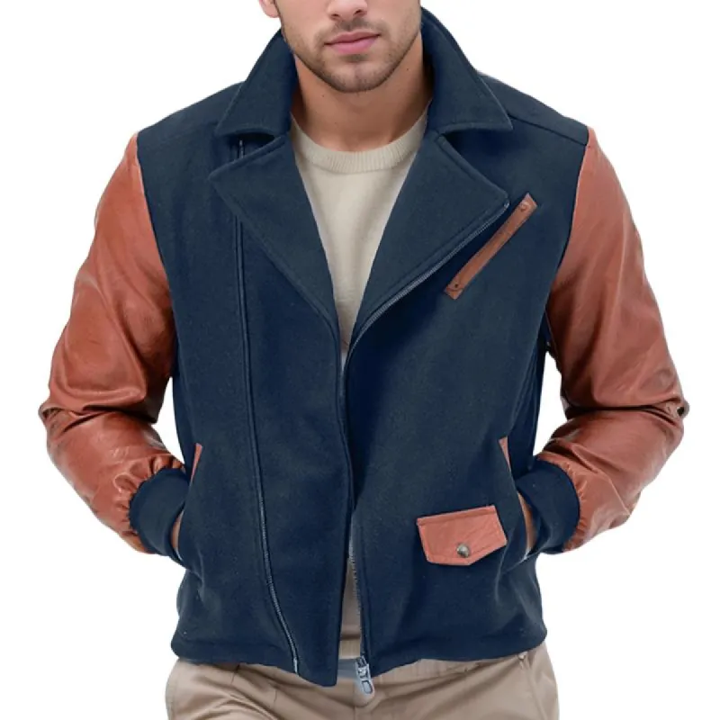 Men's Vintage Leather and Wool Jacket 81454187Y sold by Manly