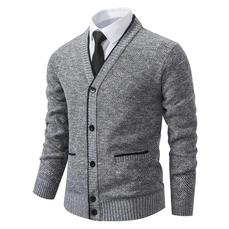 Men's V-neck Casual Knitted Jacket 56133314X sold by Manly