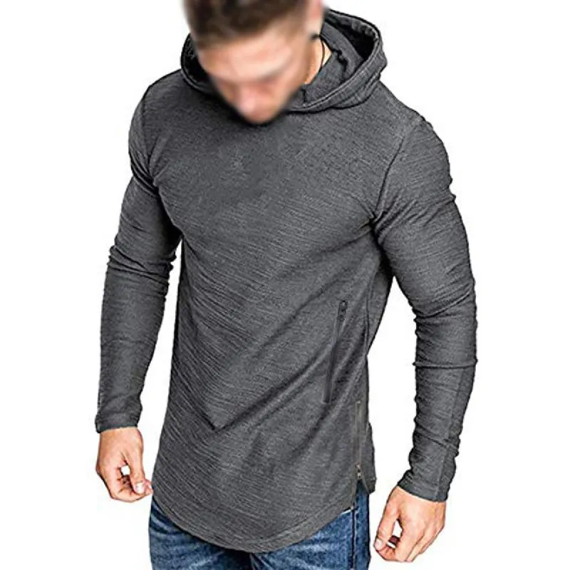 Men's Solid Color Zipper Long Sleeve T-Shirt 94947717Y sold by Manly