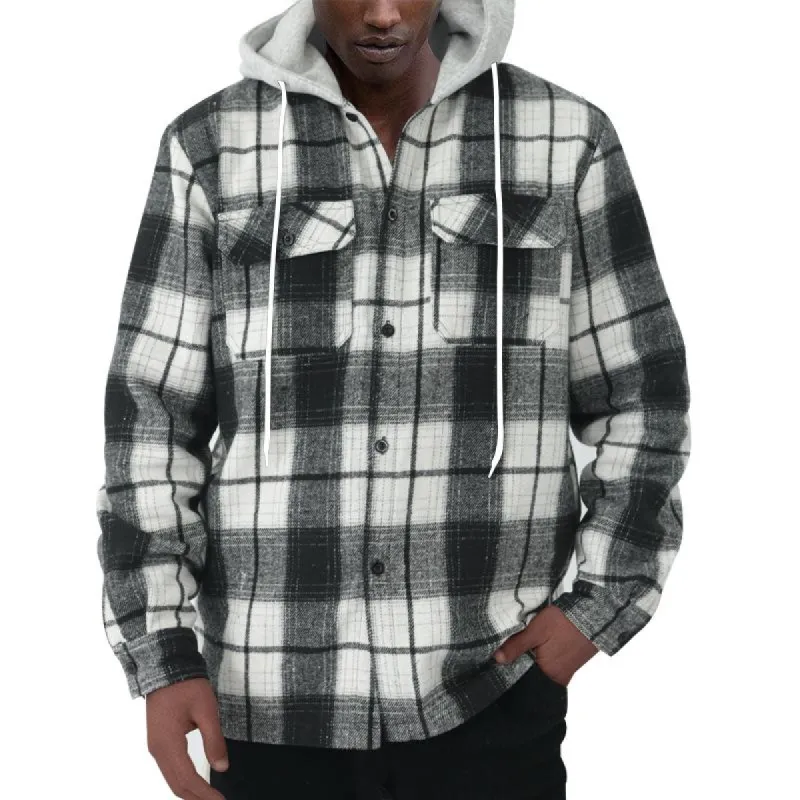 Men's Casual Hooded Daily Plaid Shirt Jacket 77255172X sold by Manly