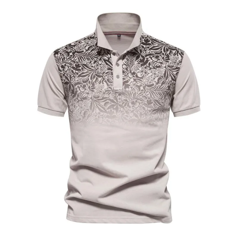 Men's Casual Lapel Gradient Print Short Sleeve Polo Shirt 97301296M sold by Manly