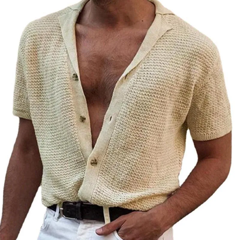 Men's Loose Short Sleeve Knitted Polo Shirt 53558951X sold by Manly product image thumbnail 2