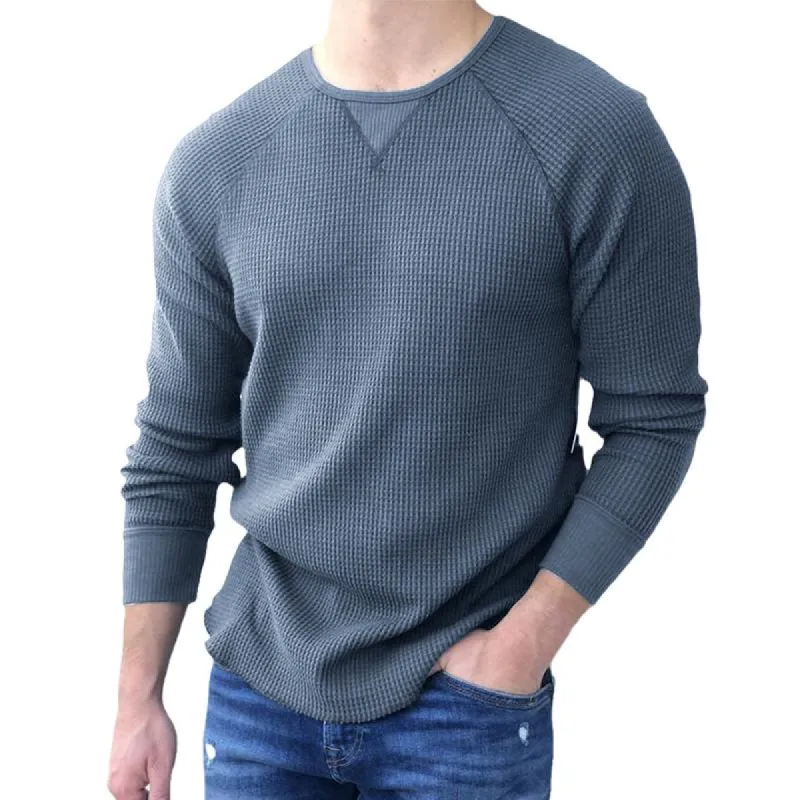 Men's Solid Waffle Round Neck Raglan Sleeve T-shirt 15974185Z sold by Manly