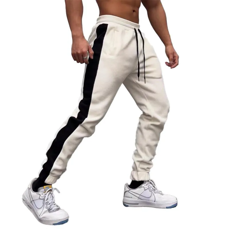 Men's Sports Casual Polar Fleece Warm Color Block Trousers 09686393M sold by Manly