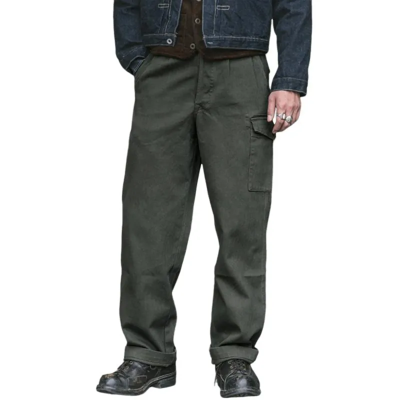 Men's Solid Straight Loose Multi-pocket Cargo Pants 42768553Z sold by Manly