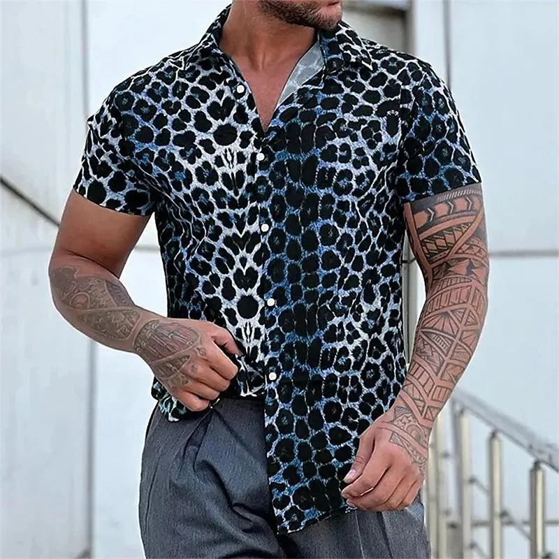 Men's Leopard Print Short Sleeve Loose Shirt 09991722X sold by Manly product image thumbnail 3