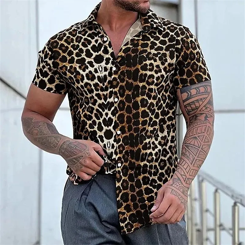 Men's Leopard Print Short Sleeve Loose Shirt 09991722X sold by Manly product image thumbnail 2