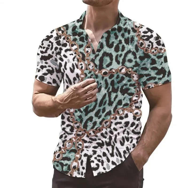 Men's Leopard Print Short Sleeve Loose Shirt 09991722X sold by Manly product image thumbnail 5