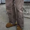 Men's Vintage Distressed Raw Edge Straight Pants 04794286TO sold by Manly