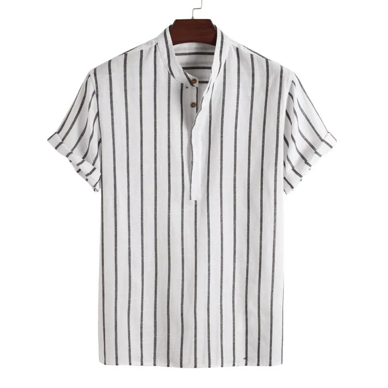 Men's Casual Stand Collar Short Sleeve Striped Shirt 44674519X sold by Manly product image thumbnail 2