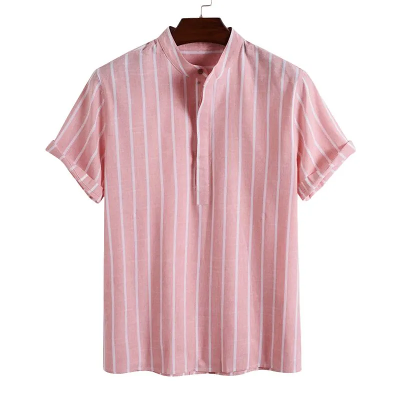 Men's Casual Stand Collar Short Sleeve Striped Shirt 44674519X sold by Manly product image thumbnail 4