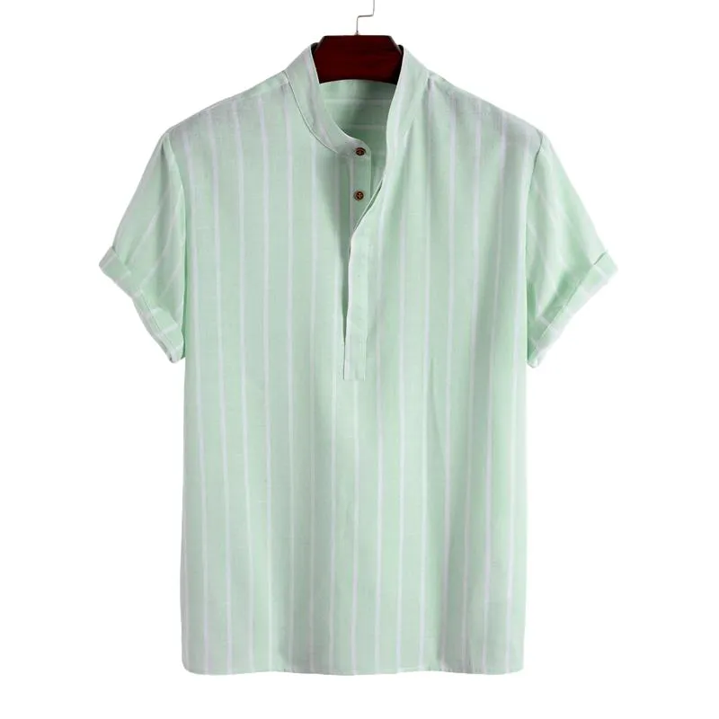 Men's Casual Stand Collar Short Sleeve Striped Shirt 44674519X sold by Manly product image thumbnail 3
