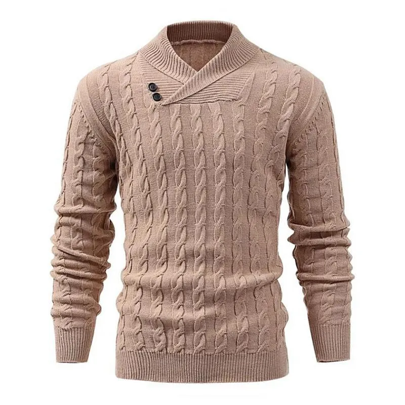 Men's Casual Thin Lapel Twist Slim Fit Knitted Pullover Sweater 96731494M sold by Manly