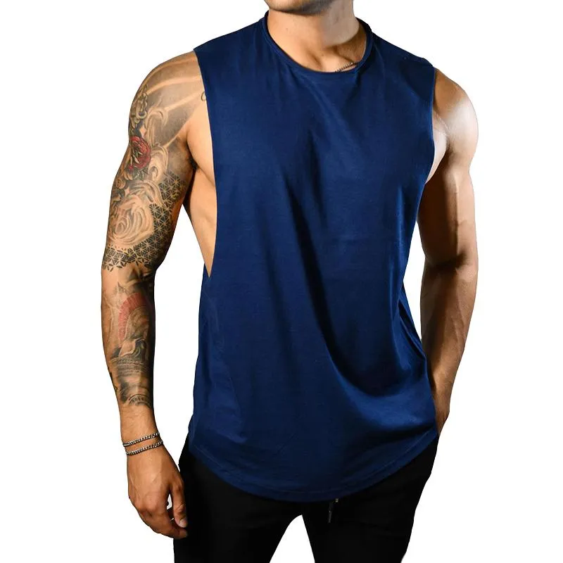 Men's Casual Simple Sports Round Neck Loose Tank Top 71955603TO sold by Manly
