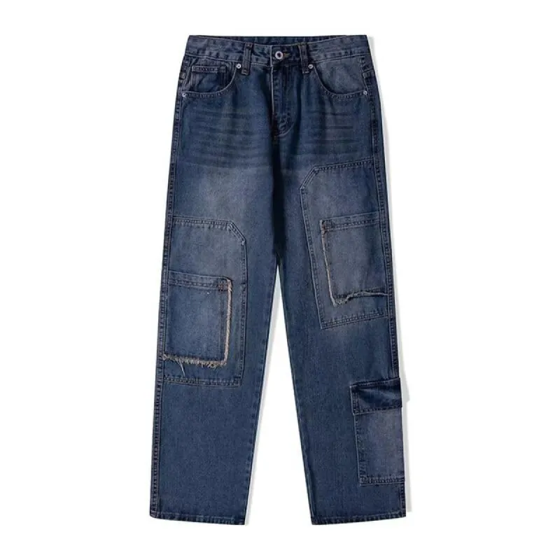 Men's Vintage Wash Workwear Loose Straight Wide Leg Jeans 29724550M sold by Manly
