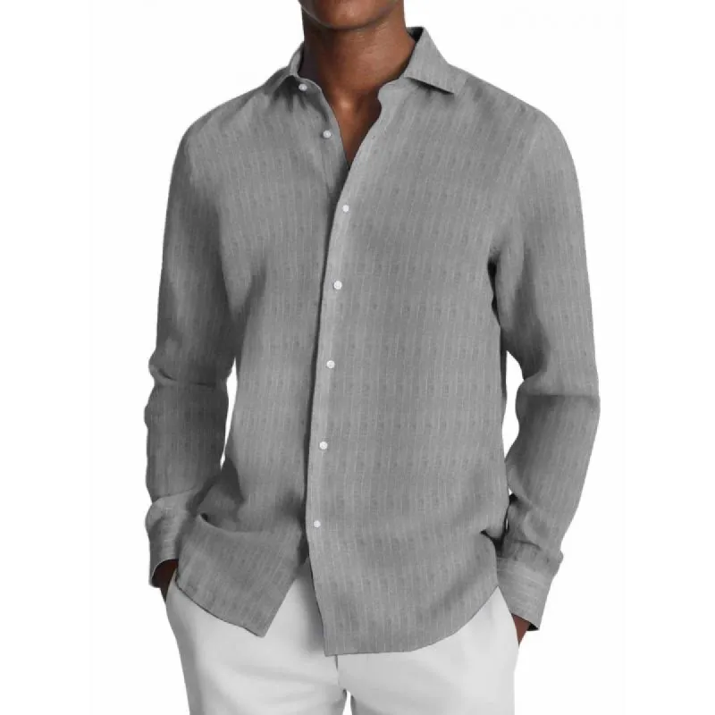 Men's Casual Lapel Slim Fit Long Sleeve Shirt 86103615M sold by Manly