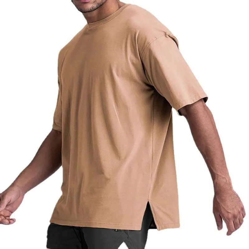 Men's Casual Round Neck Loose Solid Color Short Sleeved T-shirt 63725712M sold by Manly