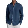Men's Casual Lapel Slim Fit Long Sleeve Shirt 86103615M sold by Manly