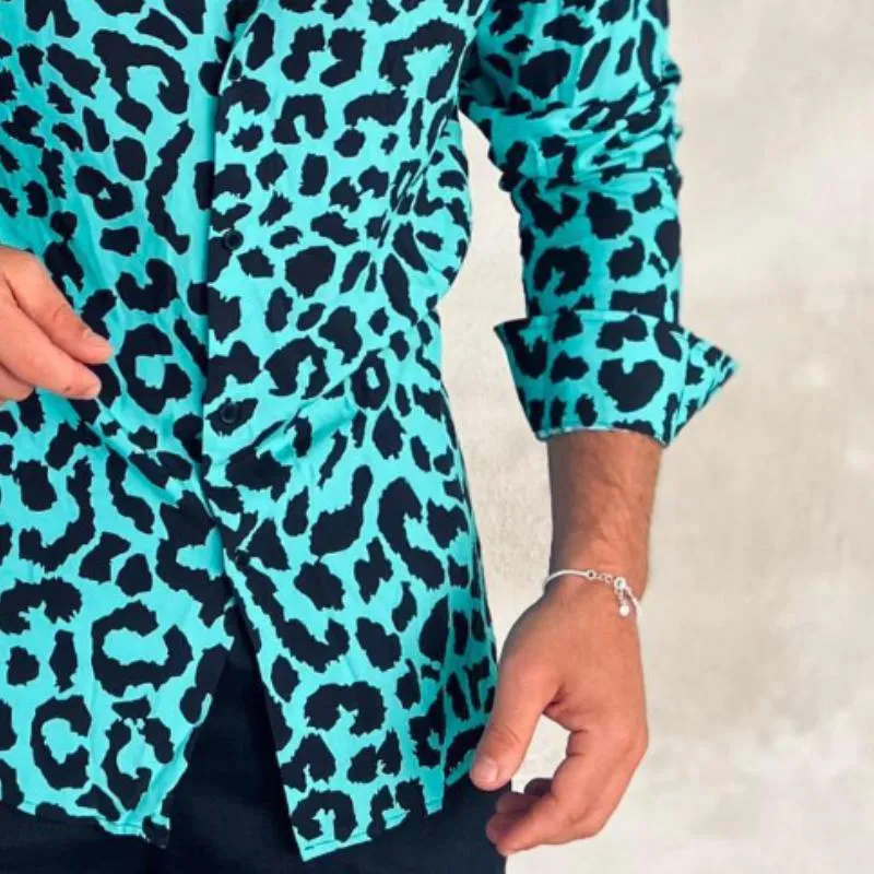 Men's Casual Leopard Print Contrast Shirt 44002491TO sold by Manly product image thumbnail 3