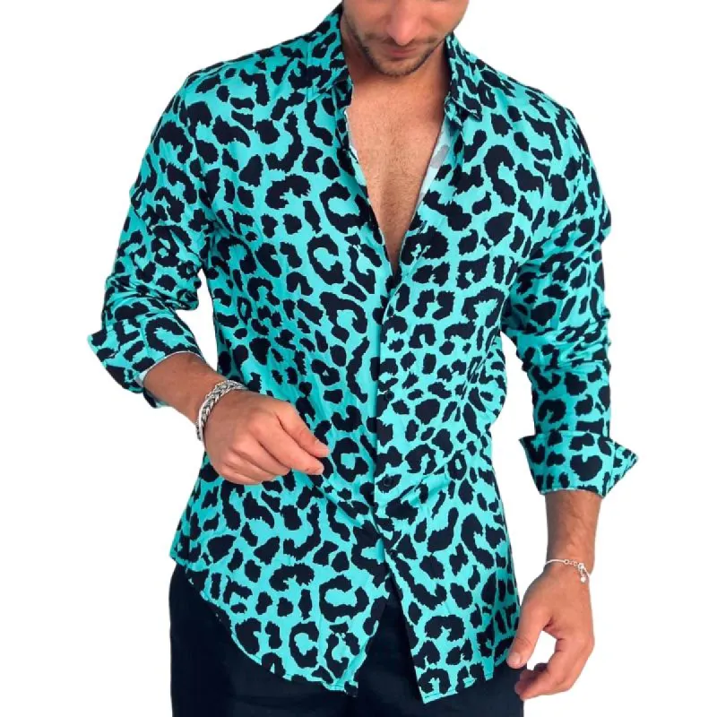 Men's Casual Leopard Print Contrast Shirt 44002491TO sold by Manly