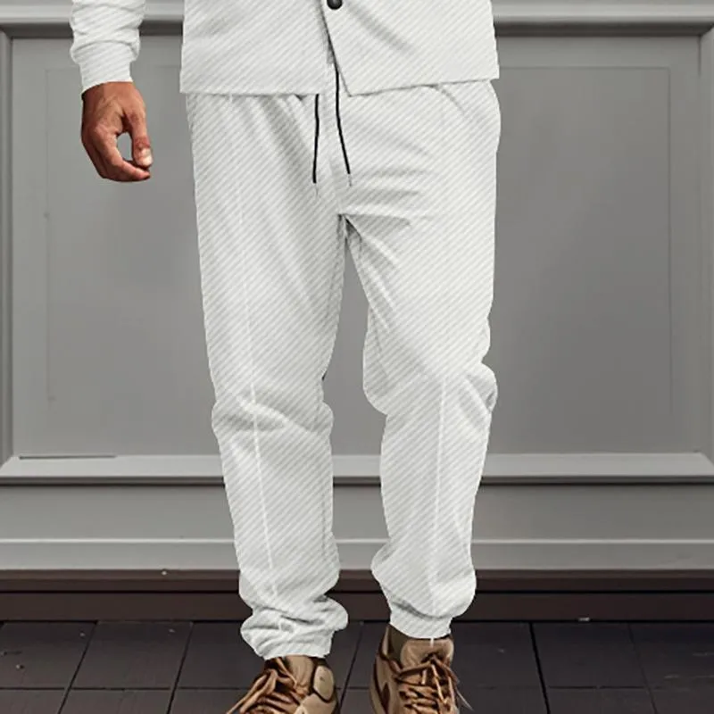 Men's Solid Striped Loose Elastic Waist Casual Pants 35147175Z sold by Manly product image thumbnail 5