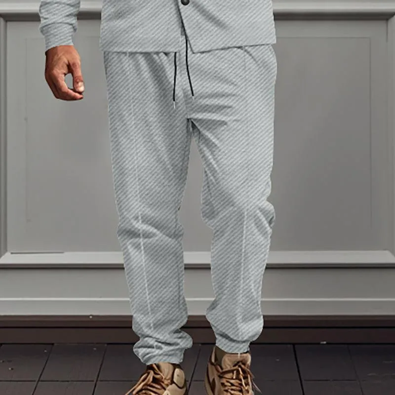 Men's Solid Striped Loose Elastic Waist Casual Pants 35147175Z sold by Manly product image thumbnail 2