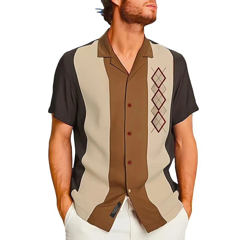 Men's Casual Printed Cuban Collar Short Sleeve Shirt 18440425Y sold by Manly