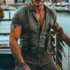 Men's Casual Vintage Lapel Short Sleeve Shirt 55191106TO sold by Manly