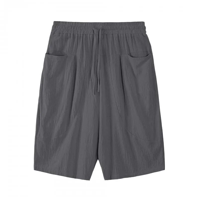 Men's Solid Cotton And Linen Elastic Waist Casual Shorts 77785338Z sold by Manly product image thumbnail 5