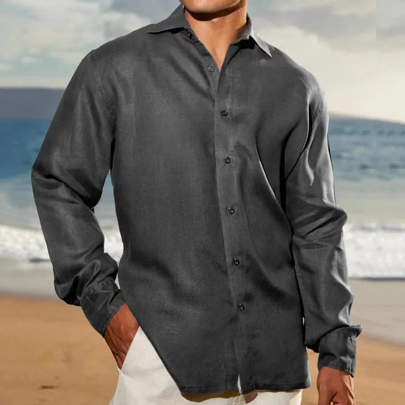 Men's Casual Solid Color Lapel Single-Breasted Long-Sleeved Shirt 70379094Y sold by Manly product image thumbnail 4