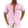 Men's Casual Colorblock Patchwork Lapel Short-sleeved Shirt 89469598M sold by Manly
