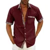 Men's Casual Colorblock Patchwork Lapel Short-sleeved Shirt 89469598M sold by Manly