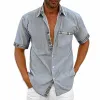 Men's Casual Colorblock Patchwork Lapel Short-sleeved Shirt 89469598M sold by Manly