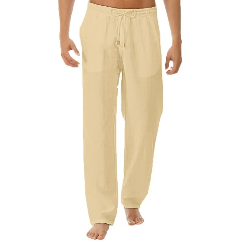 Men's Casual Solid Color Cotton Linen Drawstring Trousers 04144460Y sold by Manly product image thumbnail 4