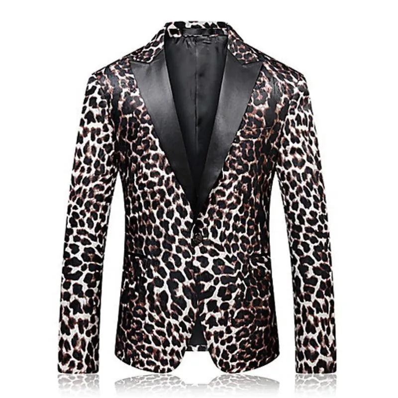 Men's Leopard Print Single Button Blazer 98661062X sold by Manly