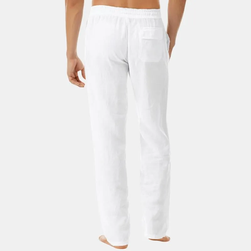 Men's Casual Solid Color Cotton Linen Drawstring Trousers 04144460Y sold by Manly product image thumbnail 2