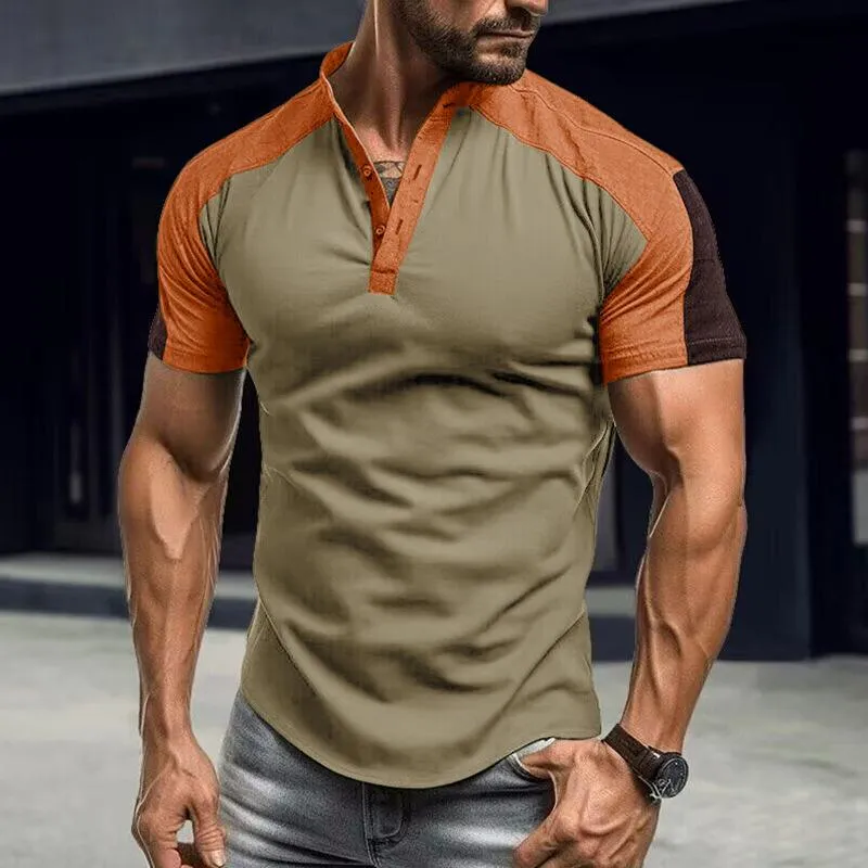 Men's Vintage Colorblock Collar Short Sleeve T-Shirt 71817649M sold by Manly product image thumbnail 2
