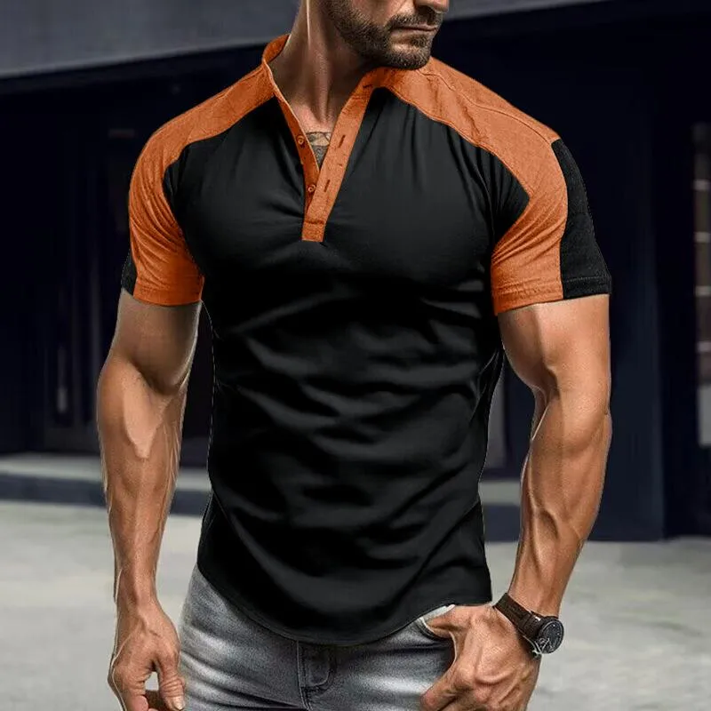 Men's Vintage Colorblock Collar Short Sleeve T-Shirt 71817649M sold by Manly product image thumbnail 4