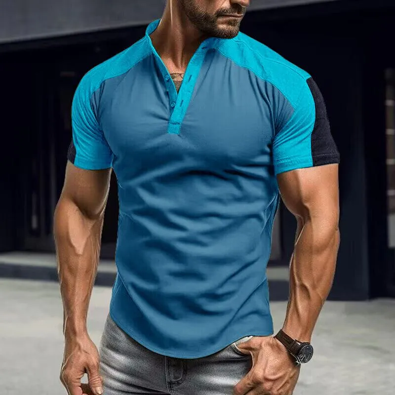 Men's Vintage Colorblock Collar Short Sleeve T-Shirt 71817649M sold by Manly product image thumbnail 3