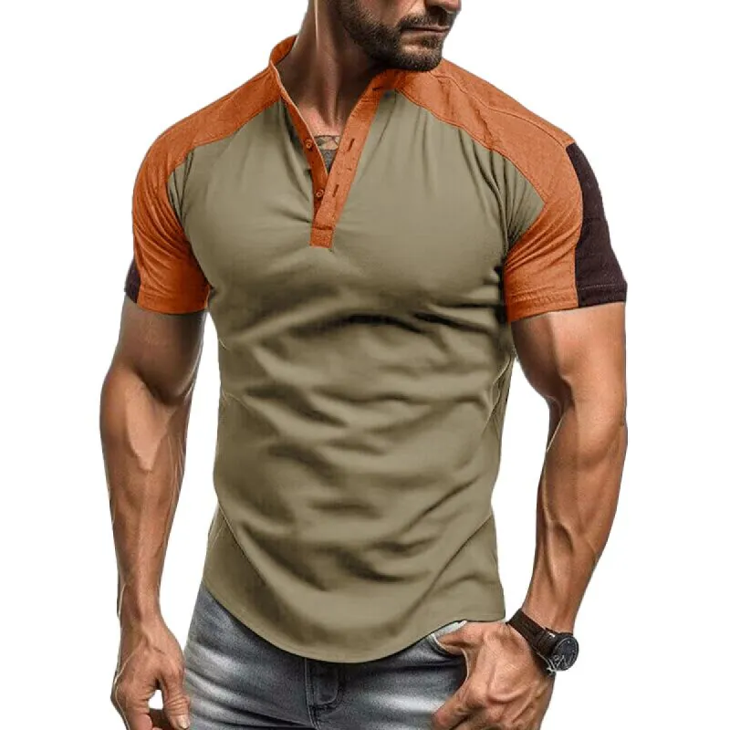 Men's Vintage Colorblock Collar Short Sleeve T-Shirt 71817649M sold by Manly