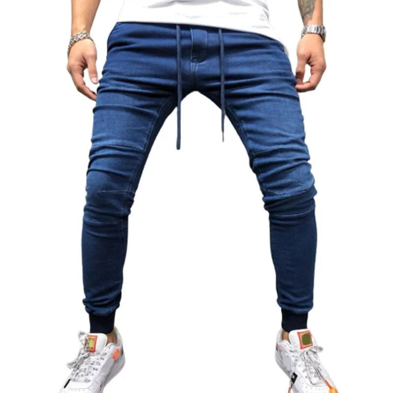 Men's Casual Solid Color Drawstring Jeans 35841881Y made by Manly