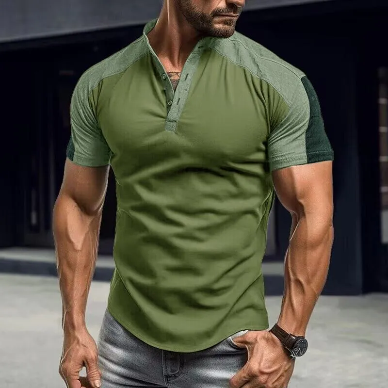 Men's Vintage Colorblock Collar Short Sleeve T-Shirt 71817649M sold by Manly product image thumbnail 5