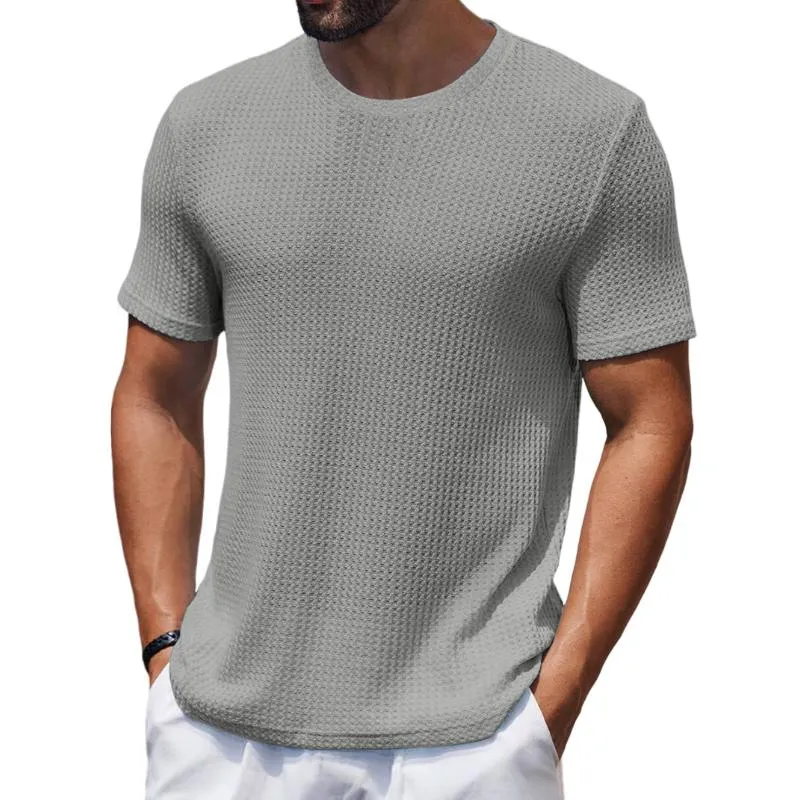 Men's Casual Round Neck Waffle Slim Fit Short Sleeve T-shirt 25410791M sold by Manly product image thumbnail 3