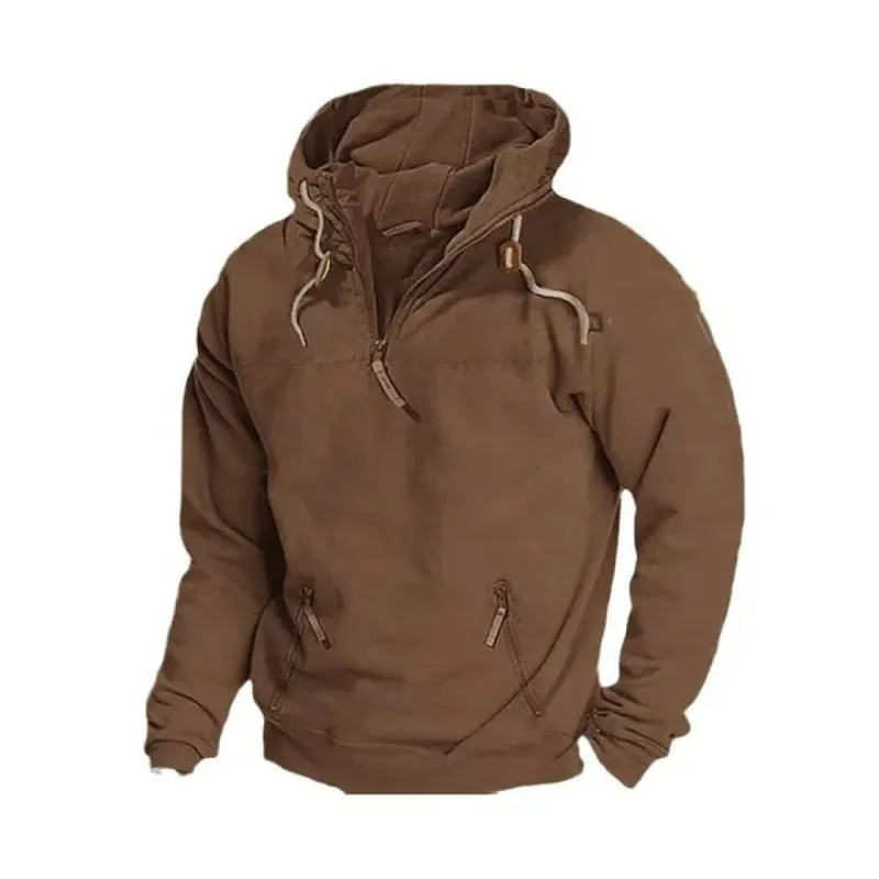 Men's Solid Color Casual Pullover Zipper Hooded Sweatshirt 74333834X sold by Manly