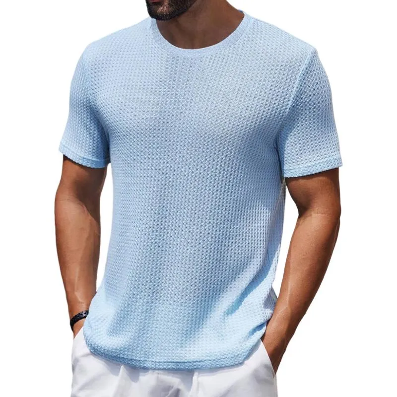 Men's Casual Round Neck Waffle Slim Fit Short Sleeve T-shirt 25410791M sold by Manly