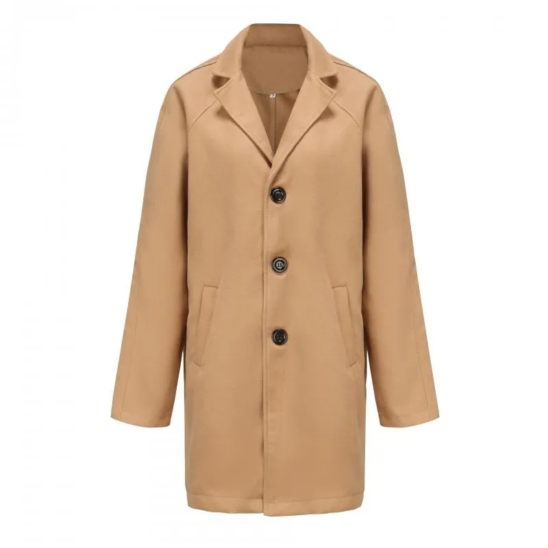 Men's Solid Notch Lapel Single Breasted Mid-length Casual Coat 66845638Z sold by Manly product image thumbnail 4