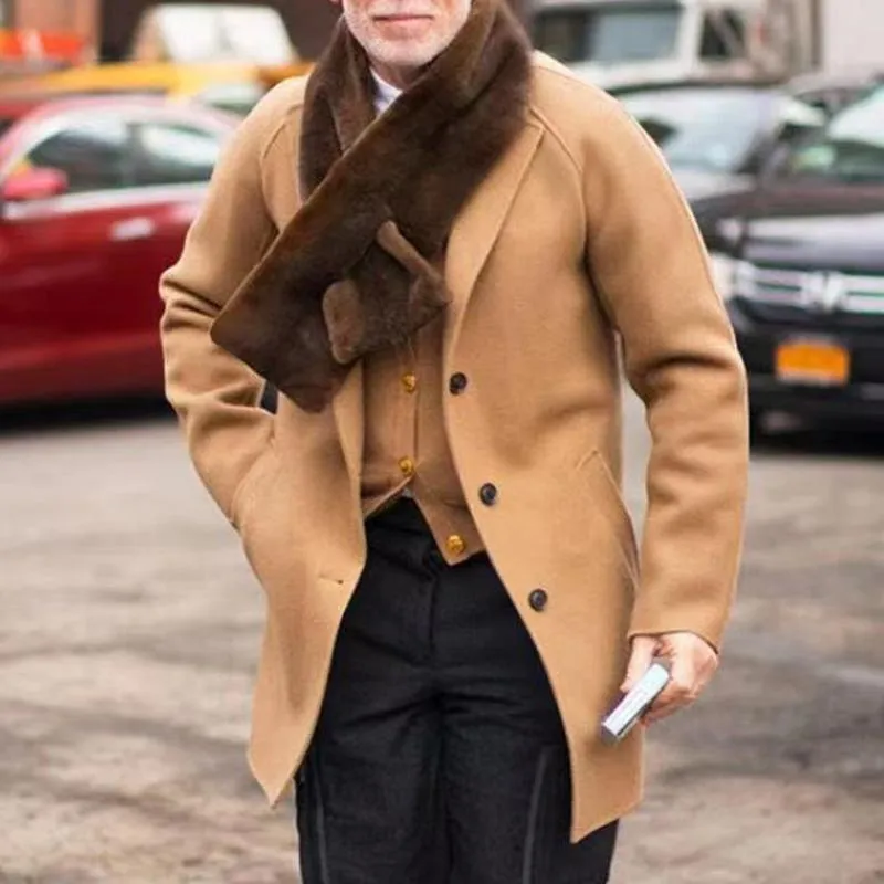 Men's Solid Notch Lapel Single Breasted Mid-length Casual Coat 66845638Z sold by Manly product image thumbnail 2