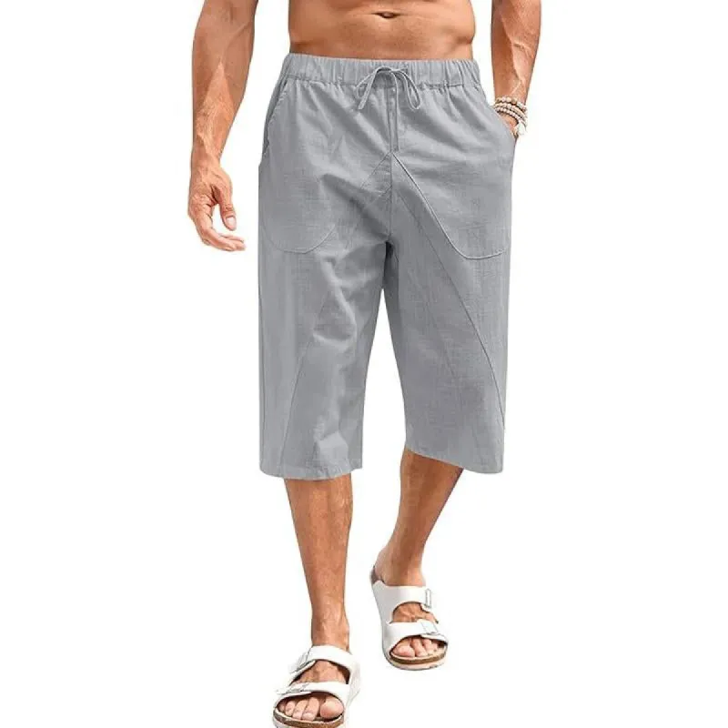 Men's Thin Cotton and Linen Loose Wide-leg Casual Shorts 58832753X sold by Manly