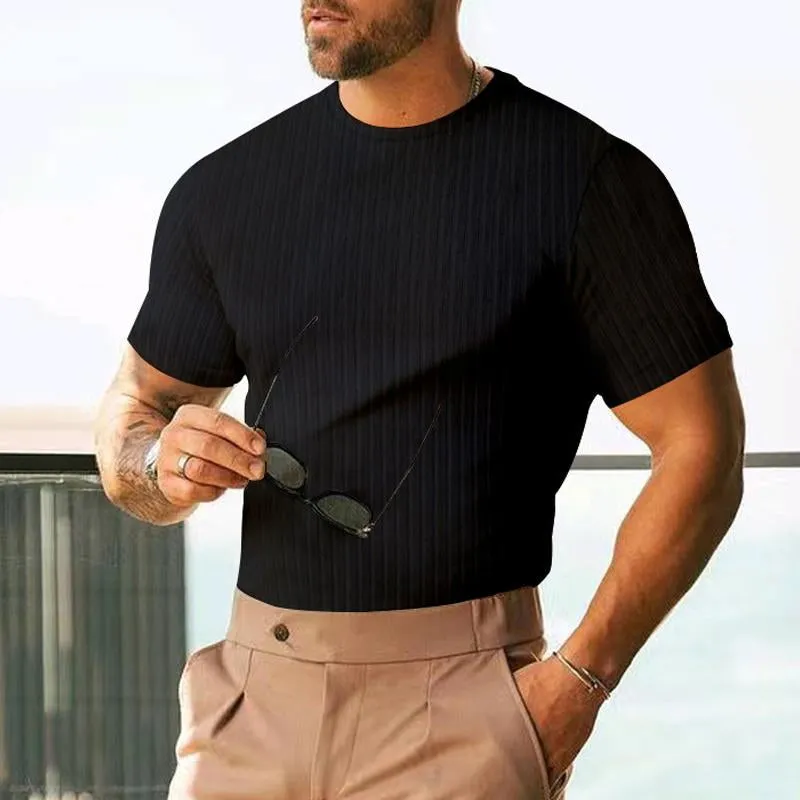 Men's Casual Solid Color Short Sleeve Striped T-Shirt 07625397Y sold by Manly product image thumbnail 4